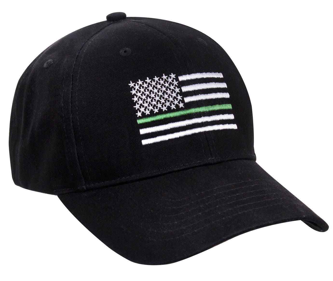 Rothco Thin Green Line Flag Cap Black - Thin Green Line Adjustable Baseball Hat