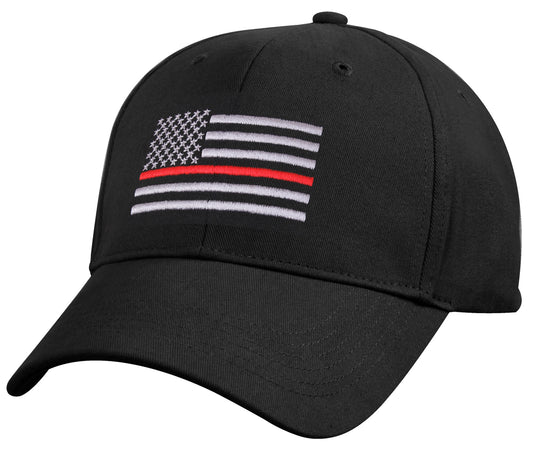 Thin Red Line Low Profile Fireman Baseball Cap - Black Firefighters USA Flag Hat