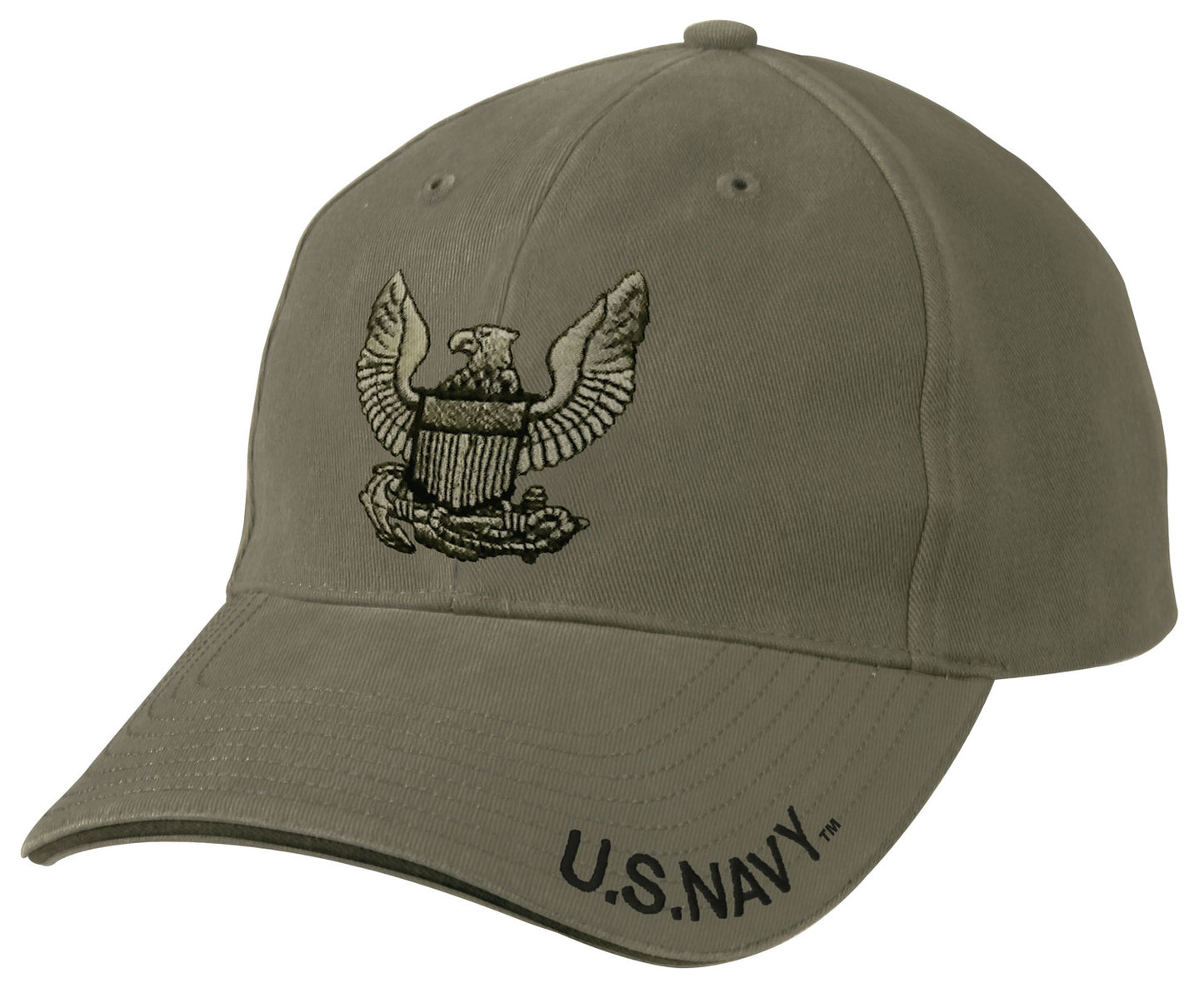 U.S. Navy Eagle Logo Low Profile Hat - Rothco OD Adjustable Baseball Cap