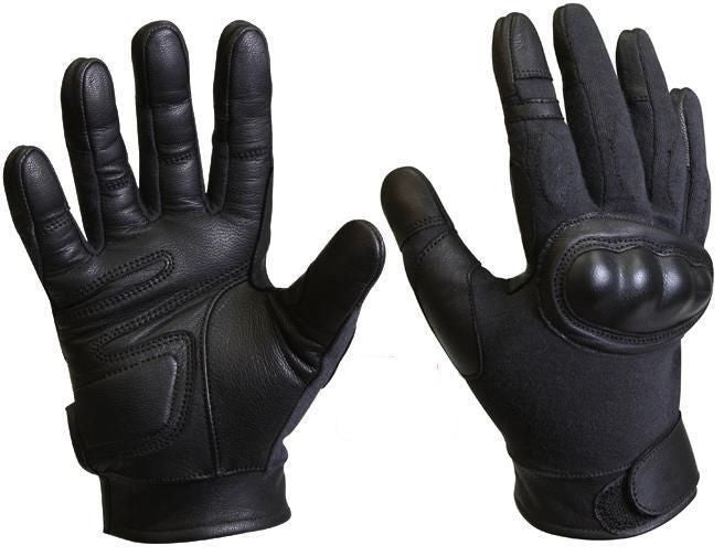 Cut Resistant Hard Knuckle Tactical Black Glove Leather Palm