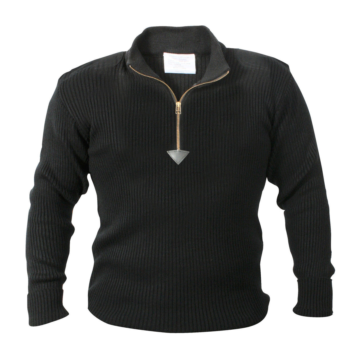 Quarter Zip Commando Sweater 100% Comfortable Acrylic w/ Leather