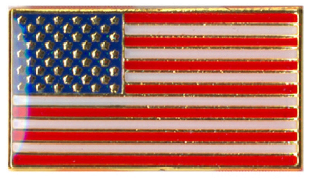 Classic Rectangular USA Flag Patriotic Pin Metal Iron U.S.A American U ...