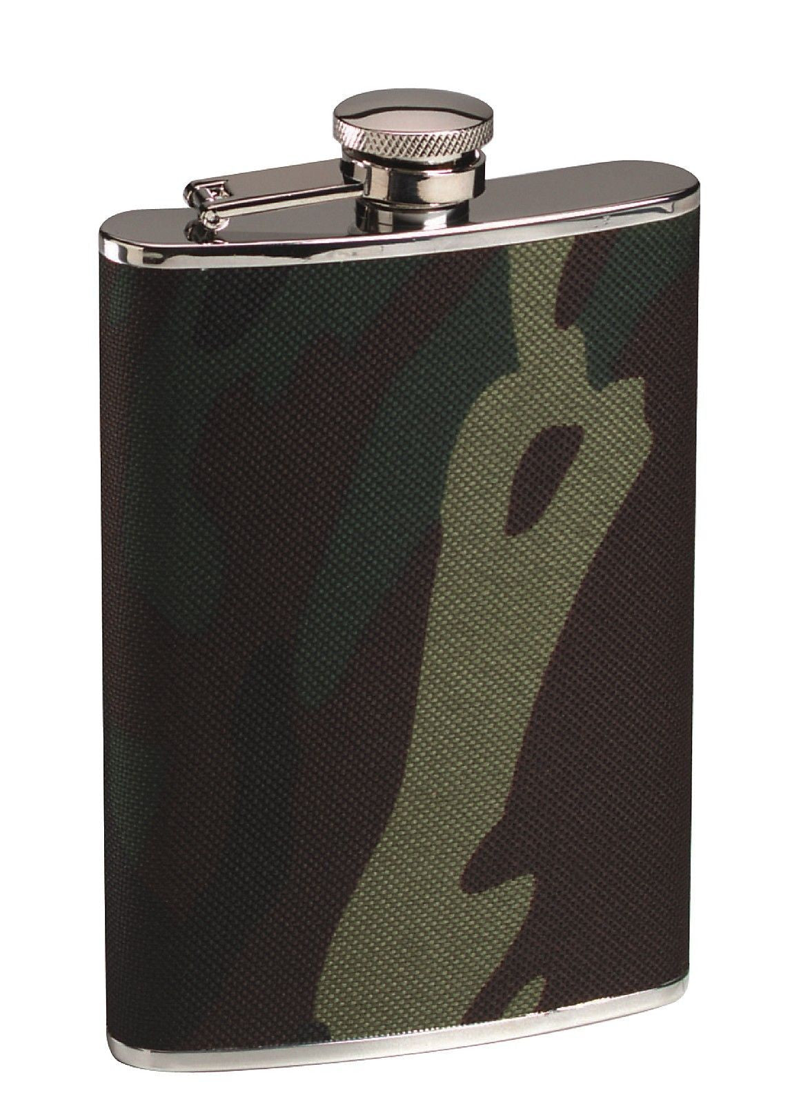 Stainless Steel Woodland Camo Flask - 8oz Nylon Camo Cover Camoulflage Flask