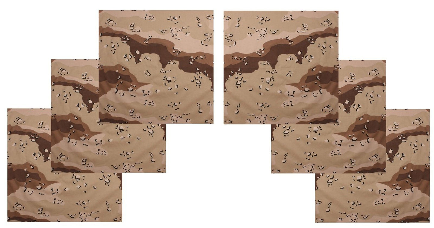 Desert Camo Bandana 6 PACK Camouflage 22" Cool Cotton Hot Casual Headwraps NEW