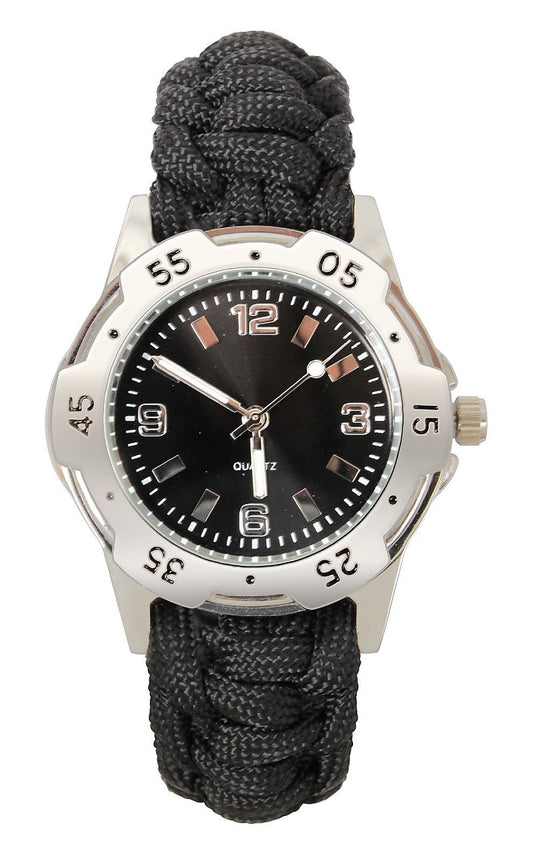 Black Paracord Bracelet Watch - Deluxe Stylish Waterproof Alloy Wristwatch