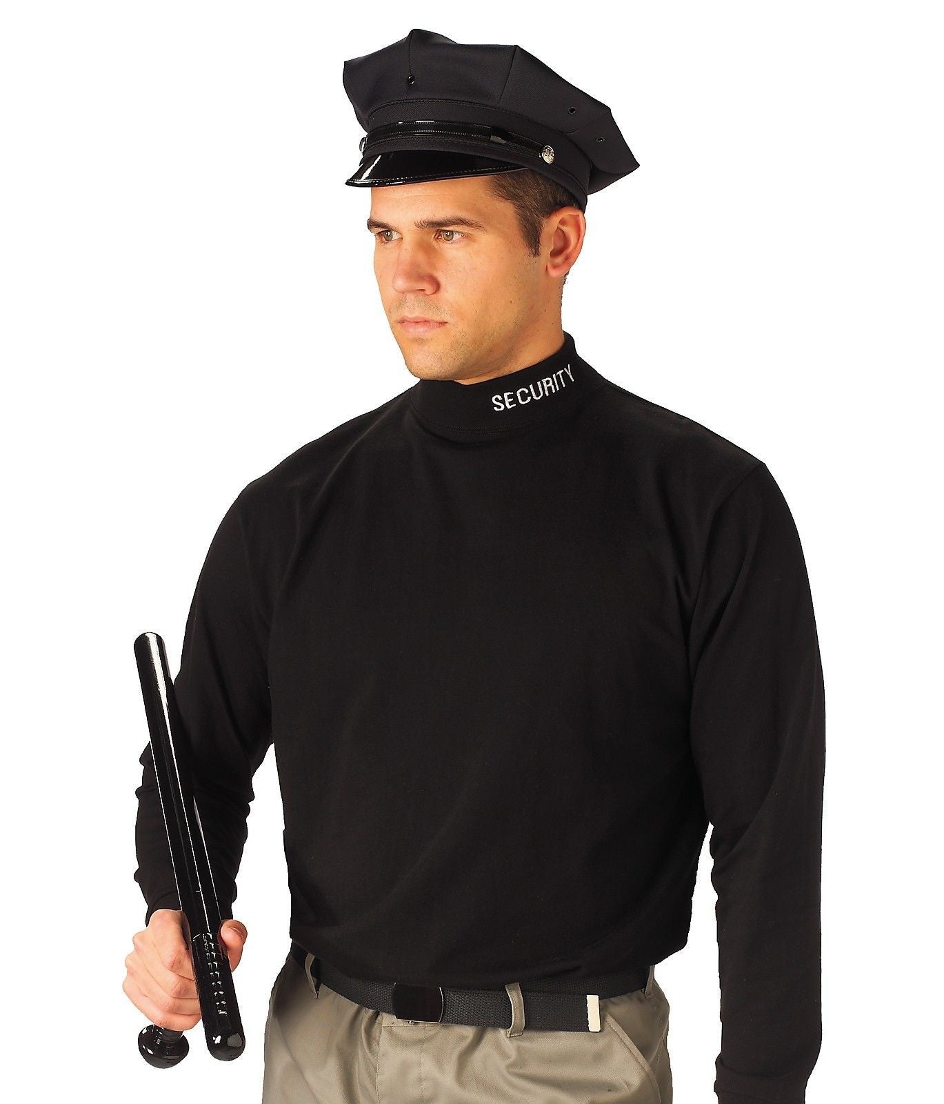 Black Security Mock Turtleneck Long Sleeve - Public Safety, Security Guard
