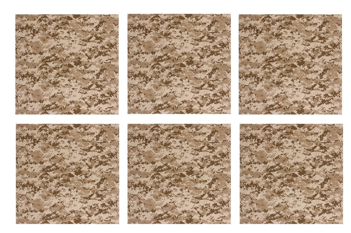 6 PACK Desert Digital Camo LARGE Bandanas Six 27" Cotton BIG Biker Headwraps