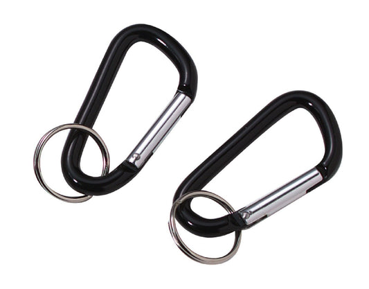 Accessory Carabiner With Key Ring - Black - 2 Per Card - Not For Use In Climbing
