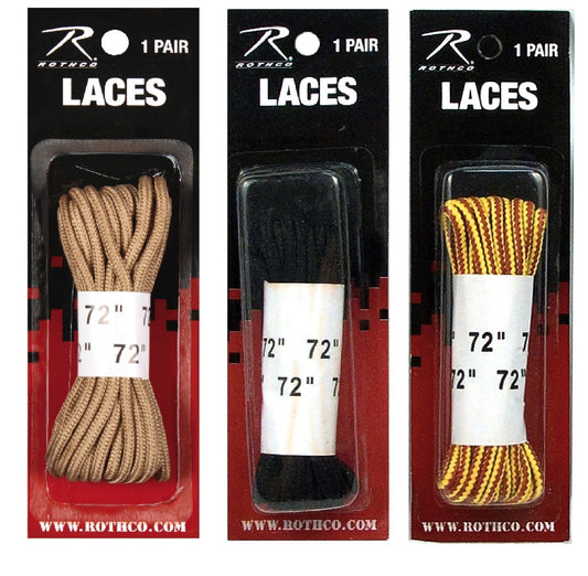 72" Long Workboot Shoe Laces - Nylon-Desert Tan, Black, Tan Boot Lace - 1 Pair