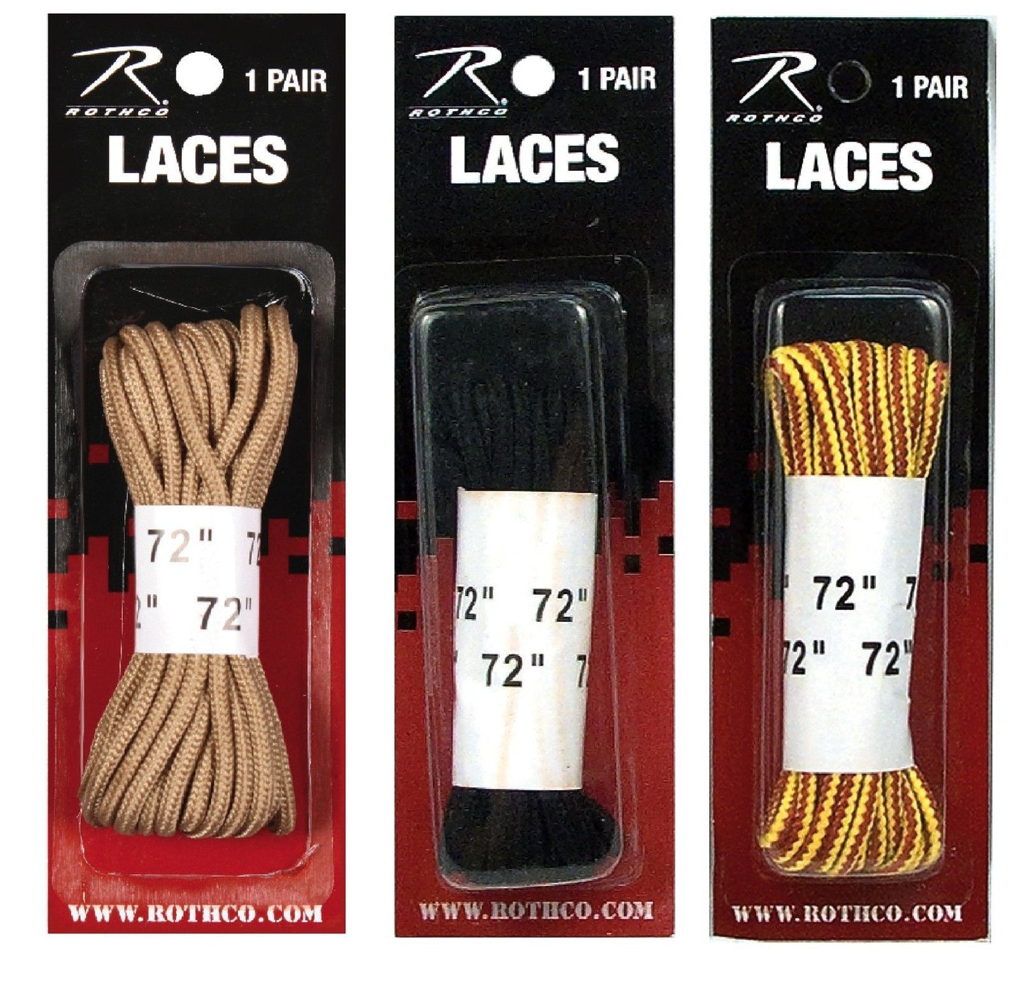 72" Long Workboot Shoe Laces - Nylon-Desert Tan, Black, Tan Boot Lace - 1 Pair