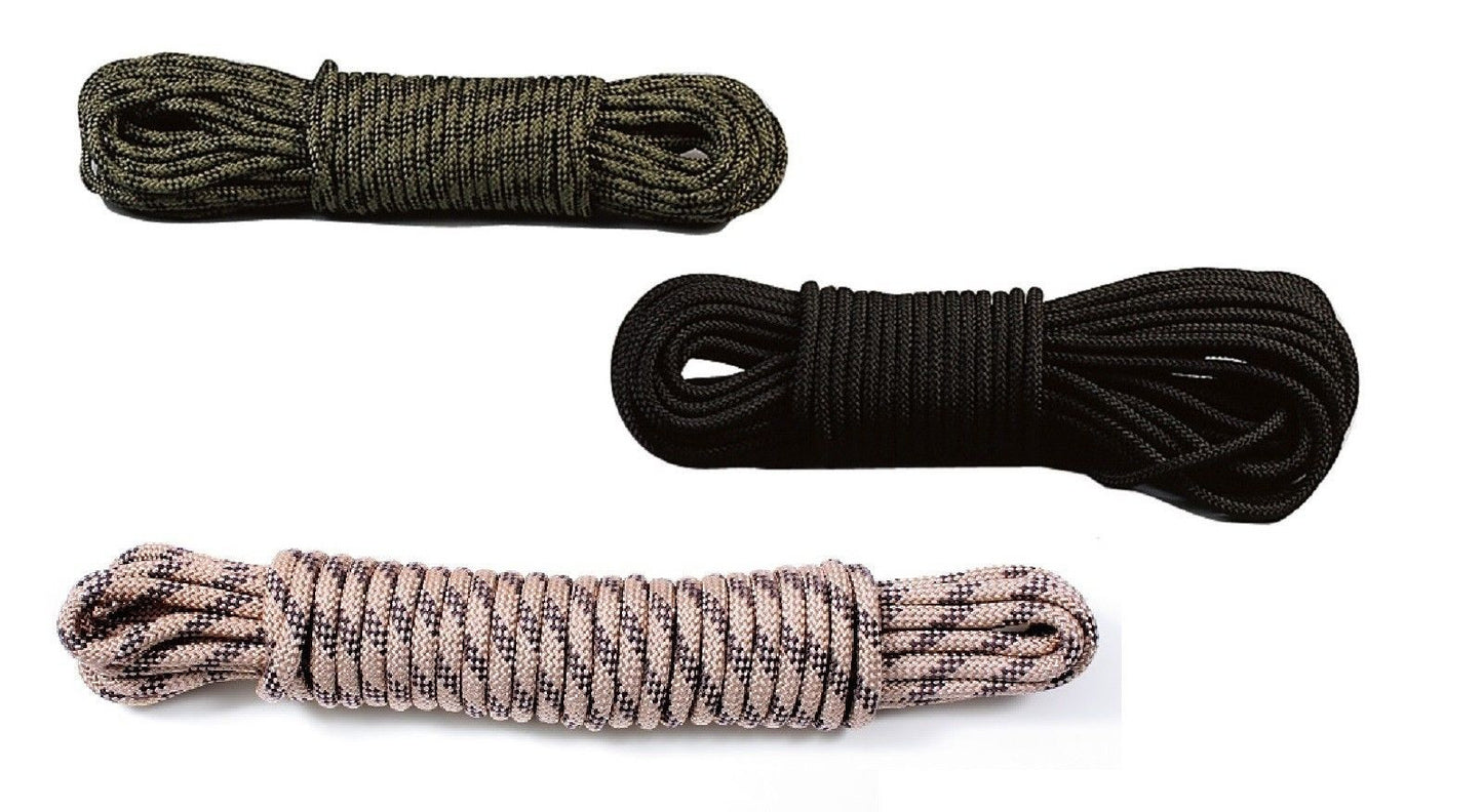3/8" General Purpose Utility Rope - 50 Or 100 Feet - Camo, Black, And Desert Cam