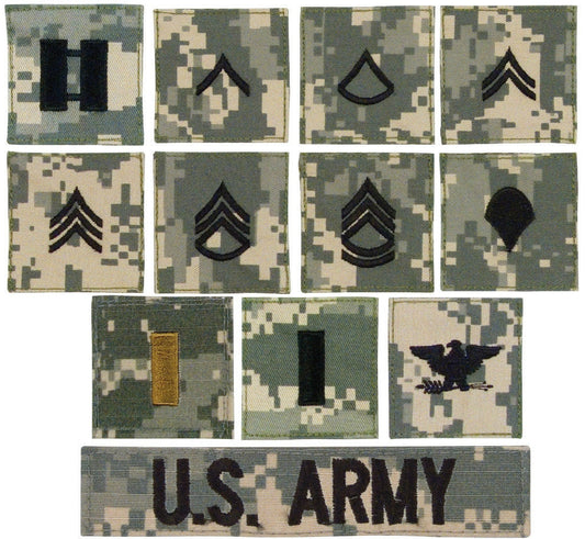 ACU Digitial Army Rank Insignia with Velcro Back Made in USA