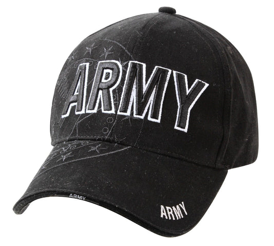 Black United States Army Hat Deluxe Low Profile US Army Shadow Baseball Caps