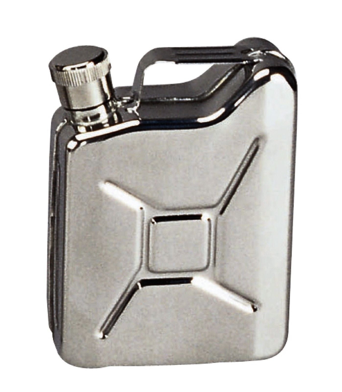 Stainless Steel Jerry Can Flask - 6oz Silver Metallic G.I. Gas Can Flasks