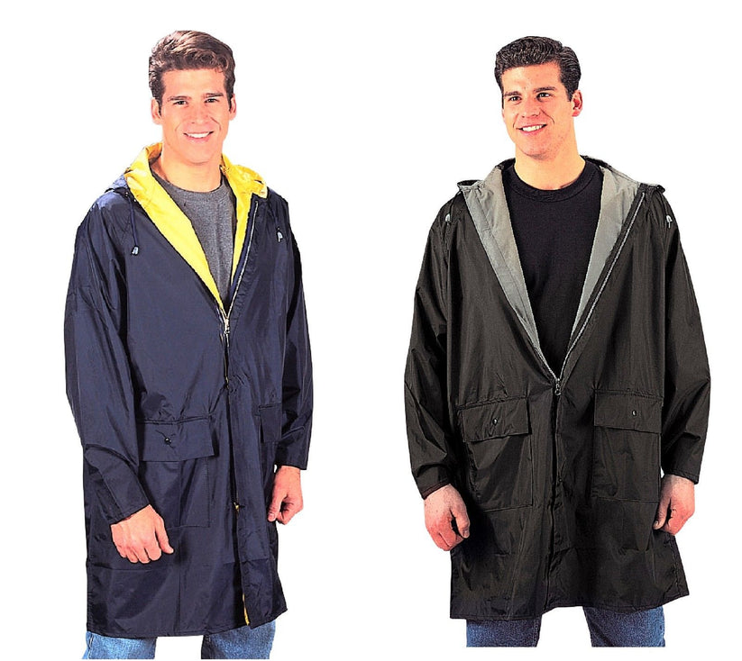 Reversible Rain Parkas Navy/Yellow or Black/Olive Rain Coat Parkas