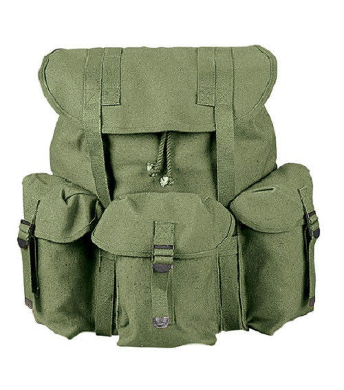 G.I. Type Heavyweight Canvas Mini ALICE Packs Drawstring and Straps OD Black OD