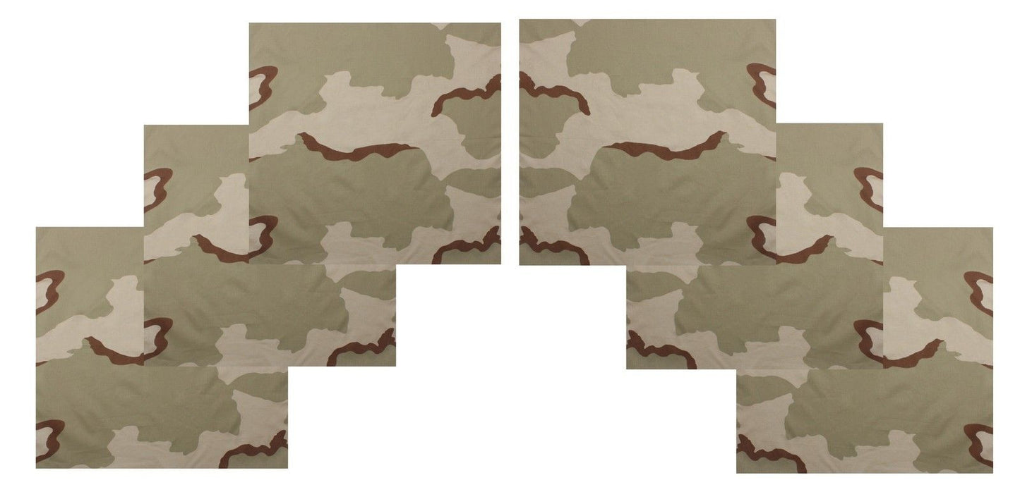 Tri Color Desert Camo Bandana 6 PACK Camouflage 22" Tan Cotton Bandanas  Biker