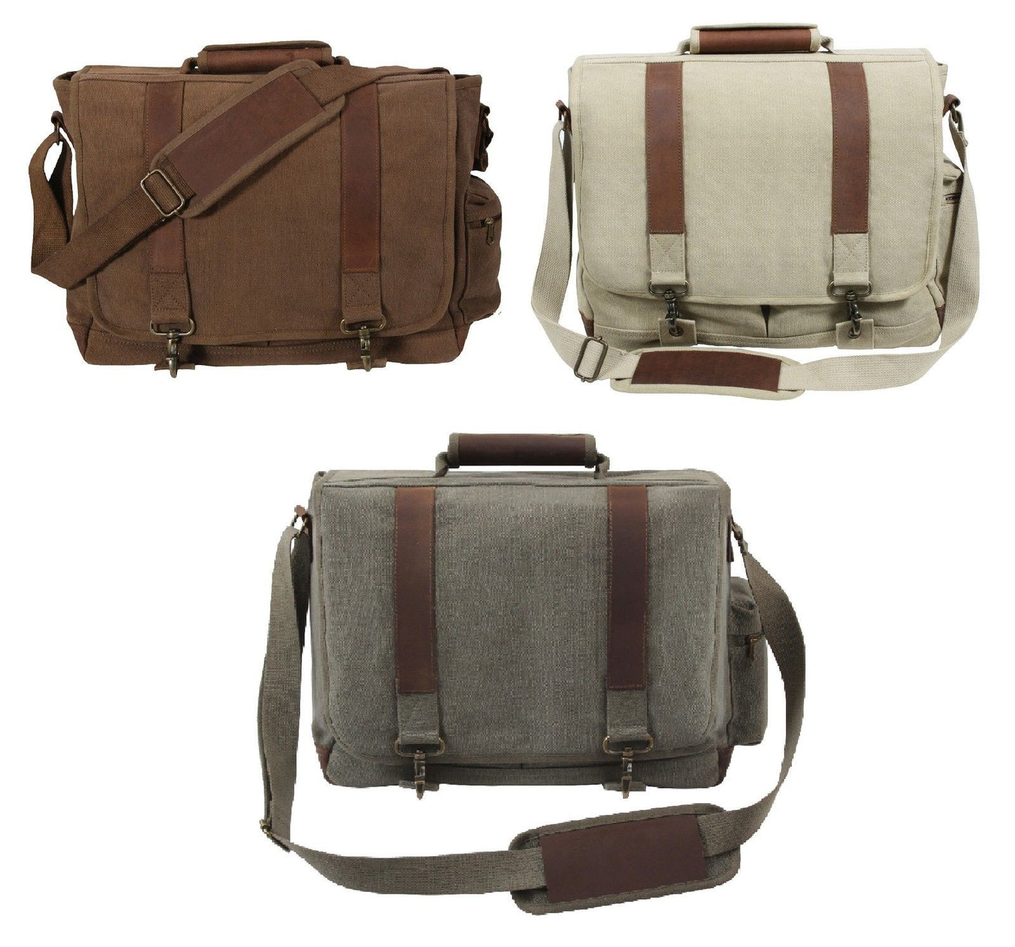 Vintage Pathfinder Laptop Bags - Canvas & Leather Laptops Shoulder Messenger Bag