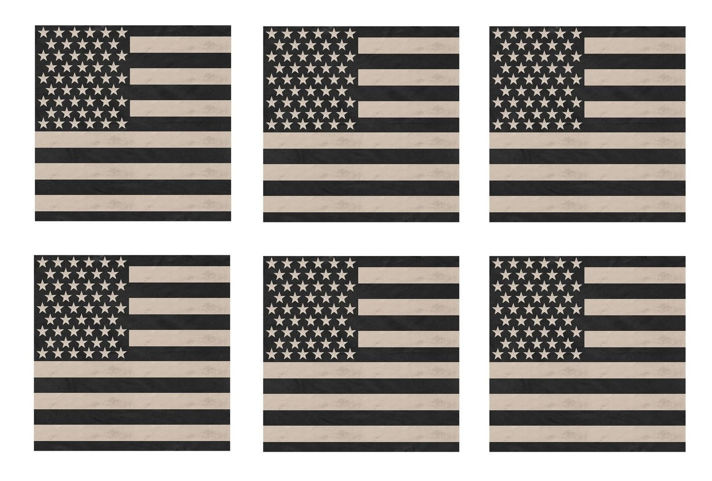 USA Khaki Flag Bandana 6 PACK 22" Tan American Flag BANDANAS Biker Dog Scarf