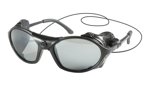 Tactical Sunglasses With Leather Wind Guard - Black Glacier Goggles