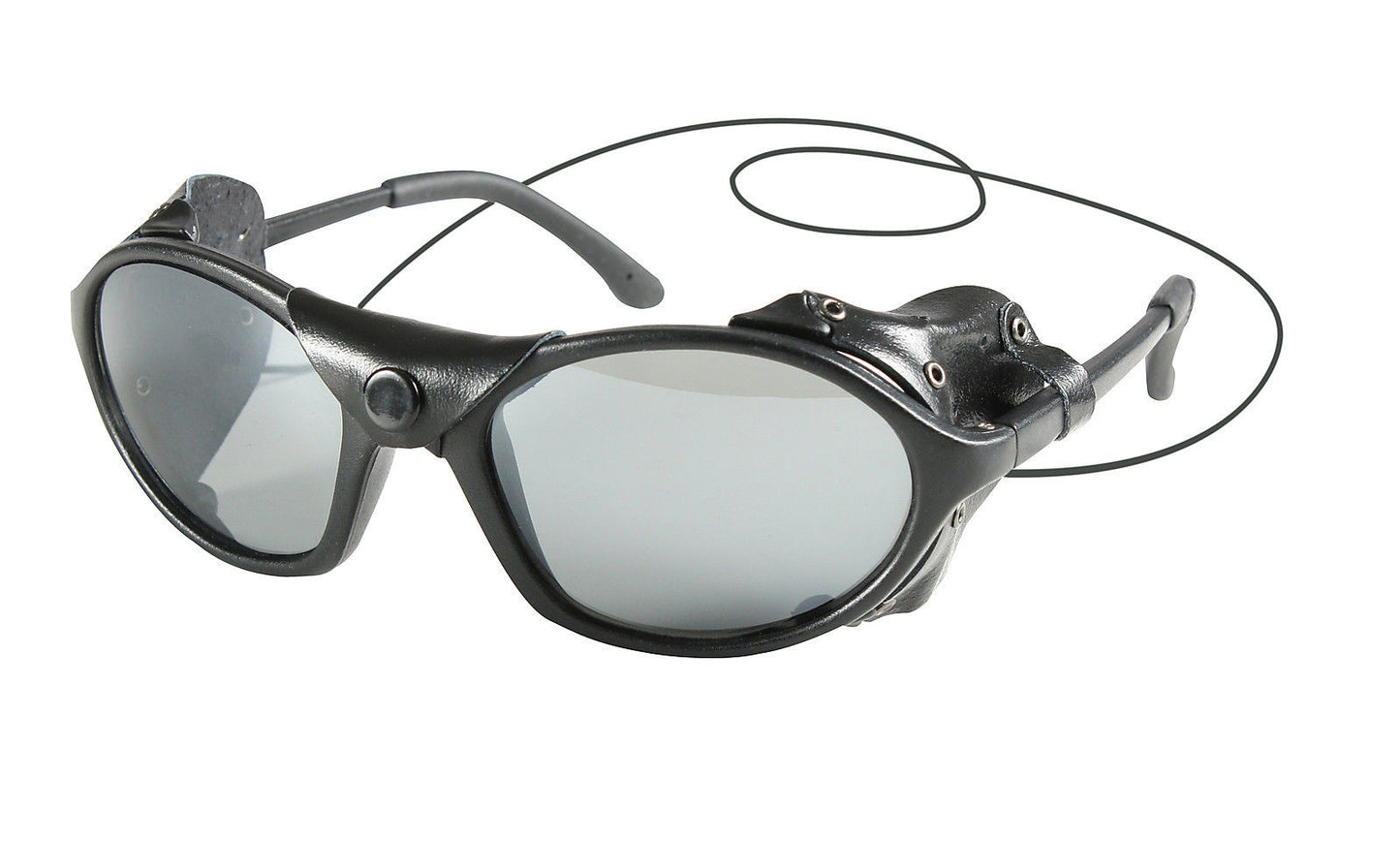 Tactical Sunglasses With Leather Wind Guard Black Glacier