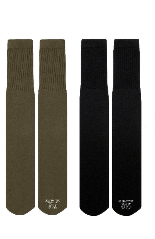 G.I. Style Tube Socks Available In Olive Drab Or Black - Made In U.S.A.