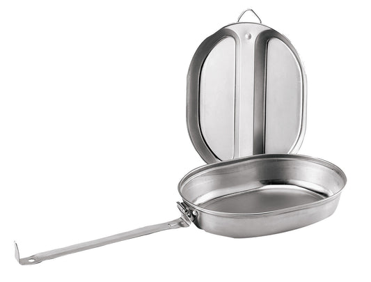 G.I. Type Stainless Steel Mess Kit - Frying Pan And Plate Combination