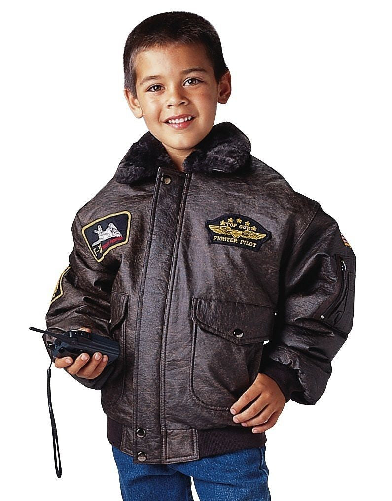 WWII Kids Aviator Flight Jacket W/ Insignia Patches And Map Lining