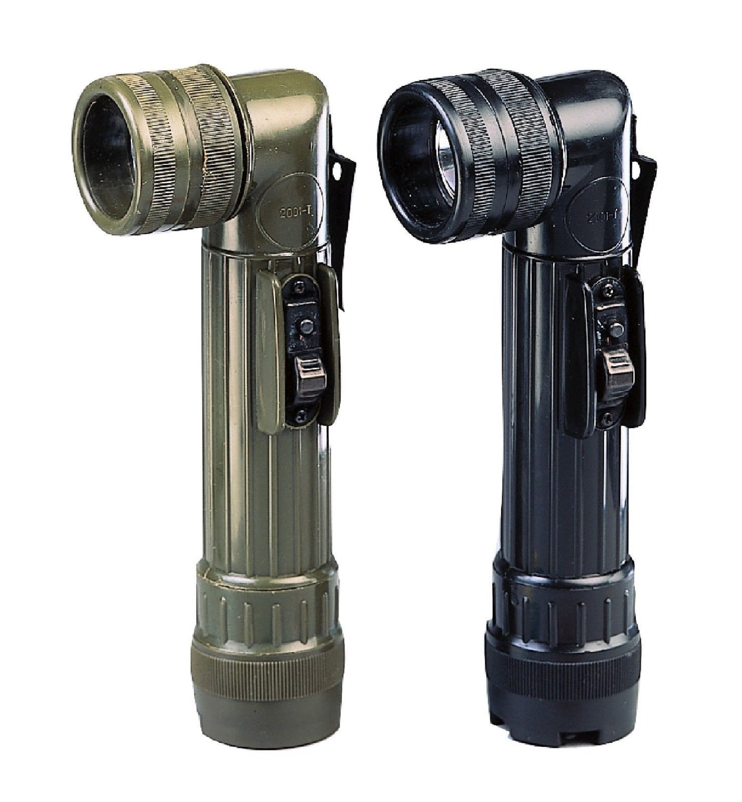 Army Style C-Cell Flashlights w/ Belt Clip, Extra Lenses & Bulb - OD or Black