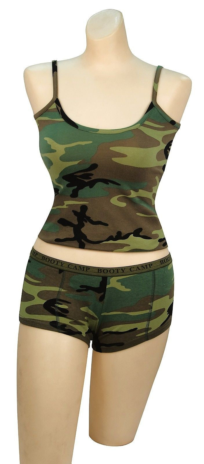 Womens Camouflage Booty Camp Shorts Cute Underwear Panties & Soft Tanktop