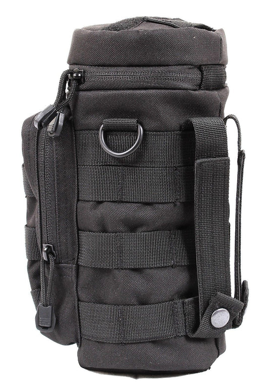 Black MOLLE Compatible Tactical Water Pouch Polyester Hydrating Bottle Pouches