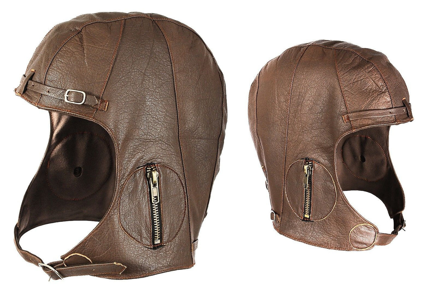 Brown Leather WWII Style Pilots Helmet Aviator Head Cover
