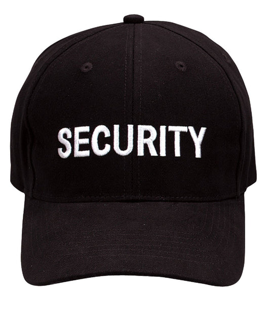 "Security" Cap - Black - With White Or Gold Embroidery Low Profile Baseball Hat