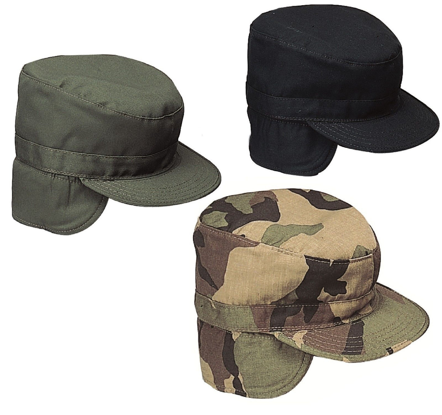Ear Flap Combat Hats Army Style Winter Fatigue Caps w/ Earflaps