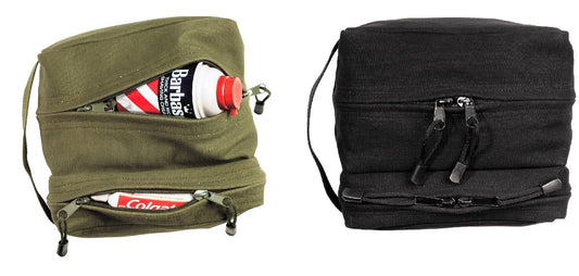 Travel Toiletry Shave Kit Bags - Dual Section Canvas Tourist Shower Packs