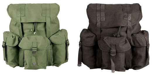 G.I. Type Heavyweight Canvas Mini ALICE Packs-Drawstring and Straps - OD, Black