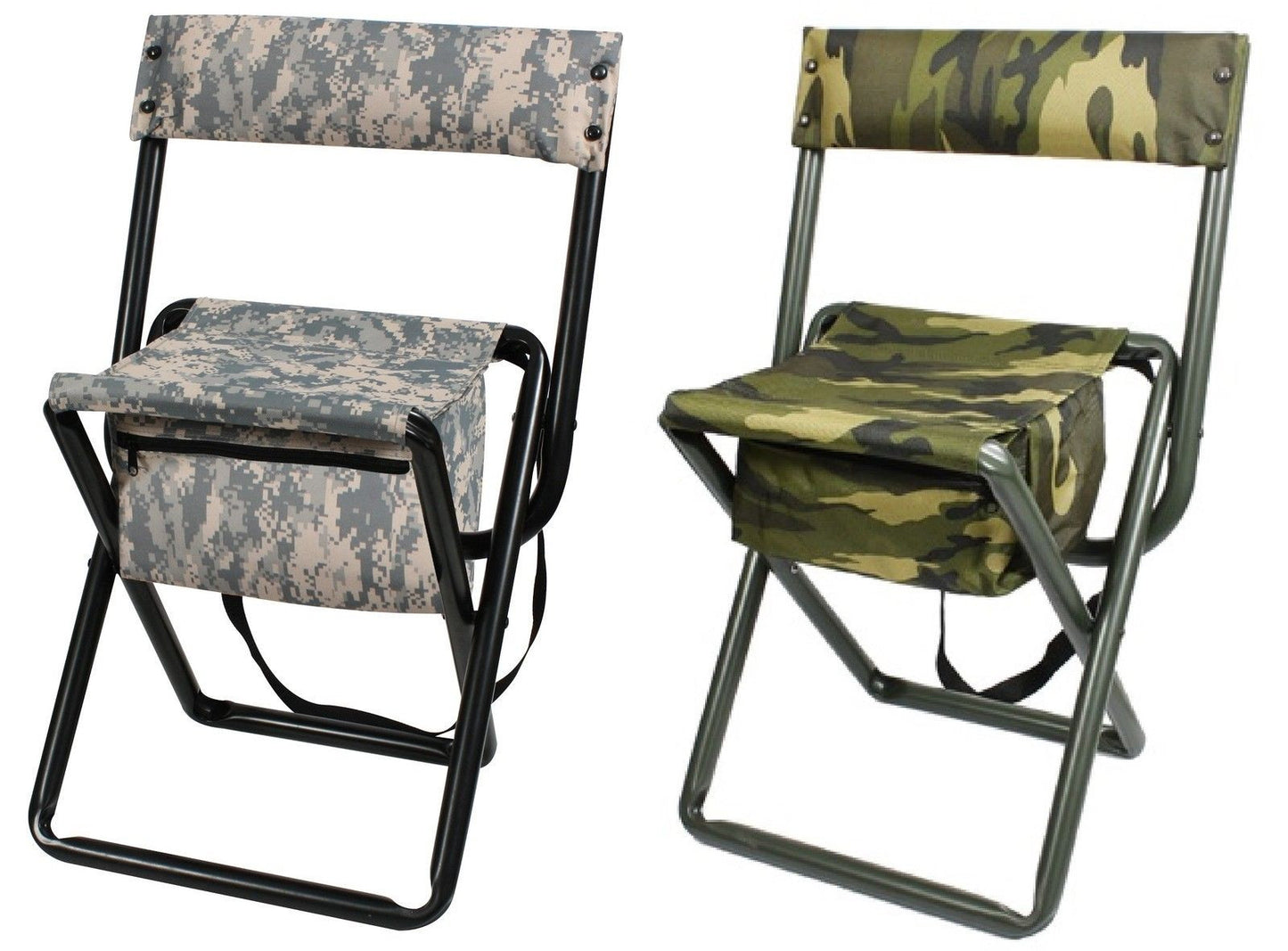 Deluxe Camouflage Folding Chairs With Pouch Woodland Or ACU / Hunting & Camping