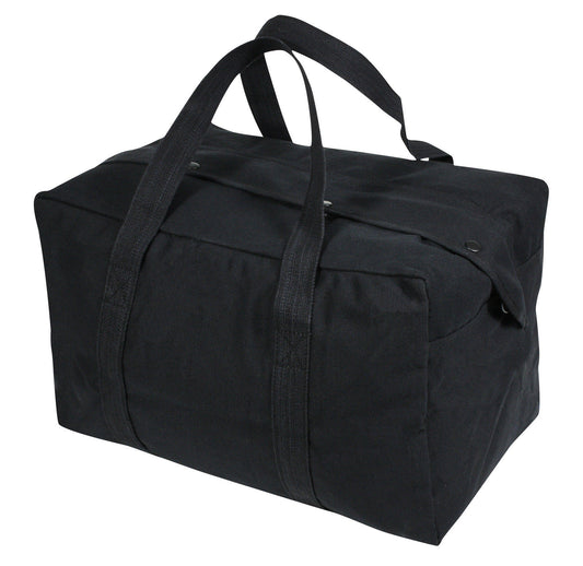 Black Tactical Cargo Bag - Small Duffle Parachute Bag - Canvas Carry On Size