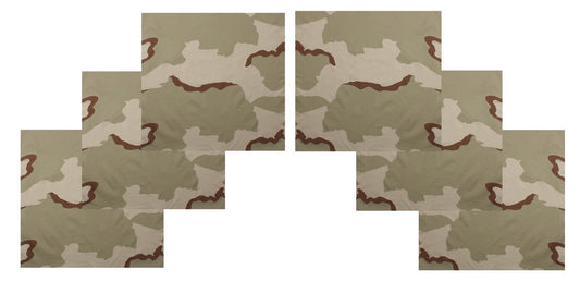 6 PACK Tri Desert Camouflage LARGE Bandanas 27" Cotton Camo Bandana Six Pack