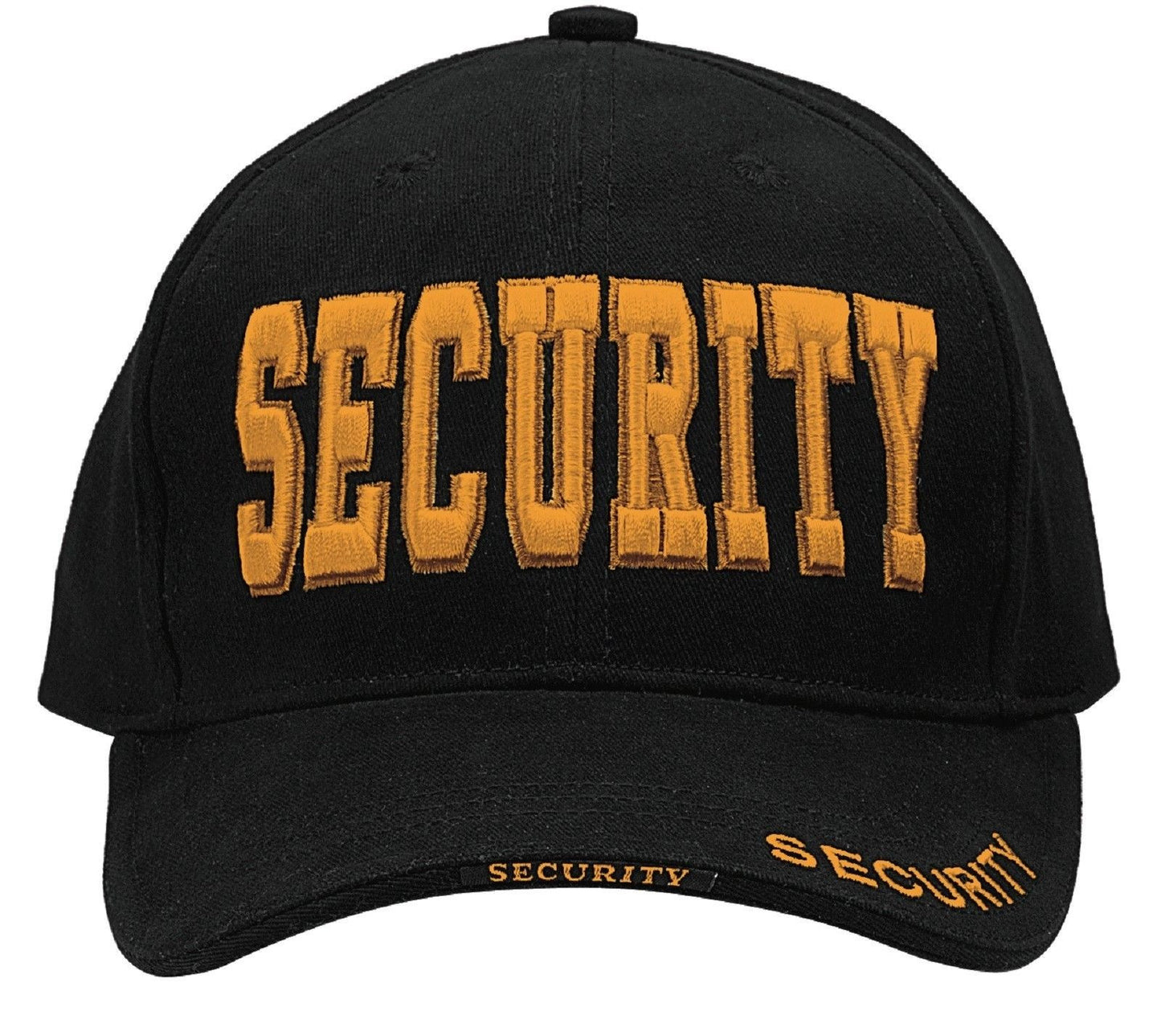 Black Cap With Gold "Security" - Deluxe Low Profile Baseball Hat