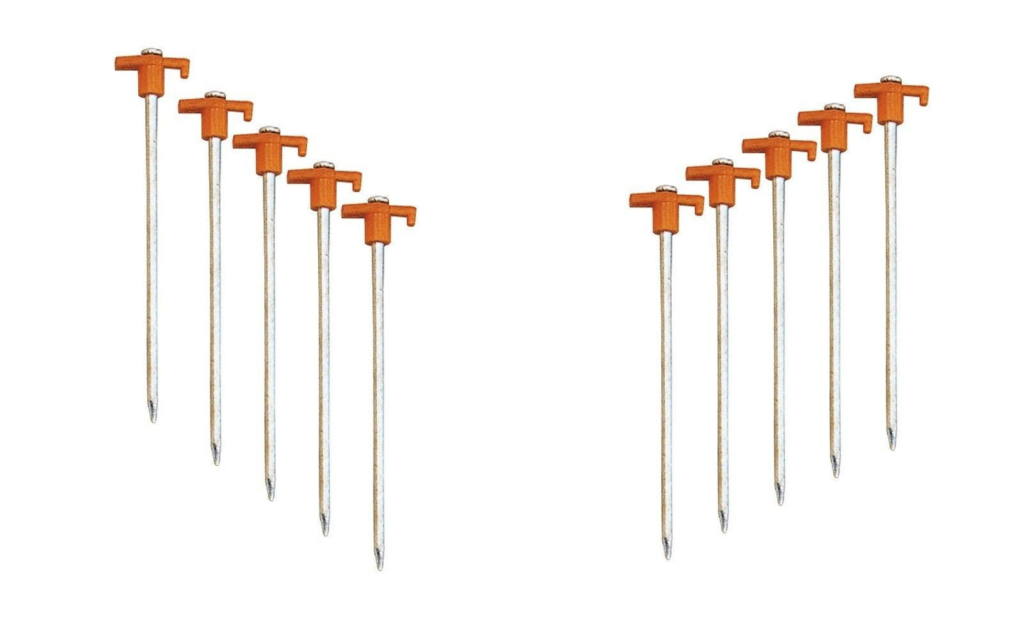 10 Inch Tent Stakes 10 Pack - Nail Head Spike For Easy Bracing - Tents Tarps Etc