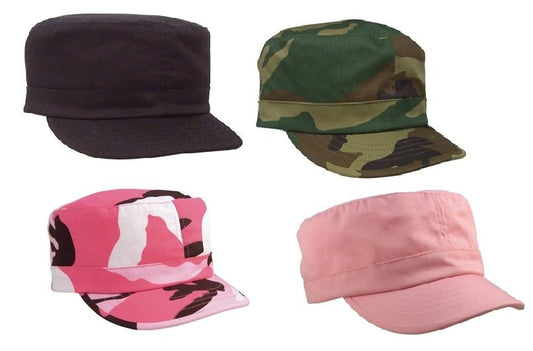 Women's Caps - Womans Black, Pink Camo Adjustable Fatigue Hats