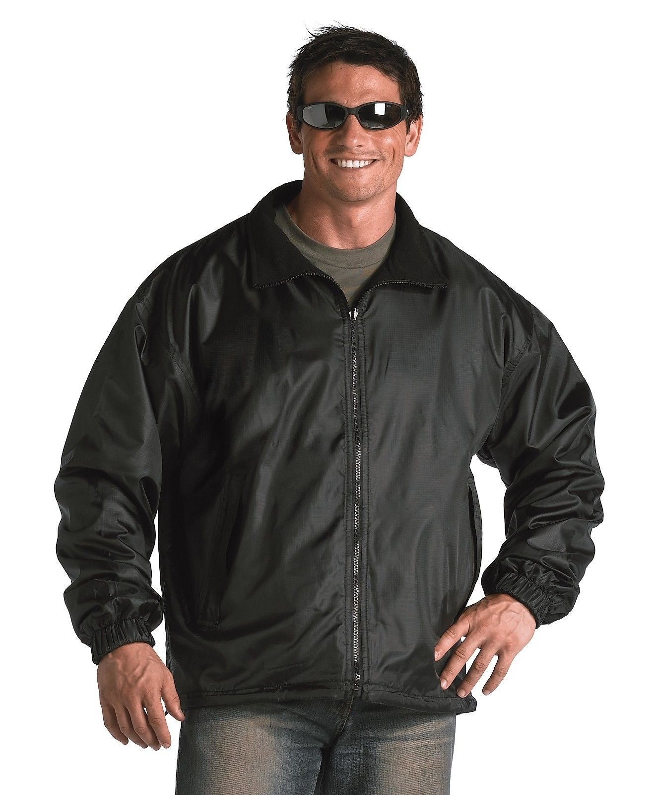 Black Fleece Lined Nylon Jacket Reversible - Waterproof Outer Shell