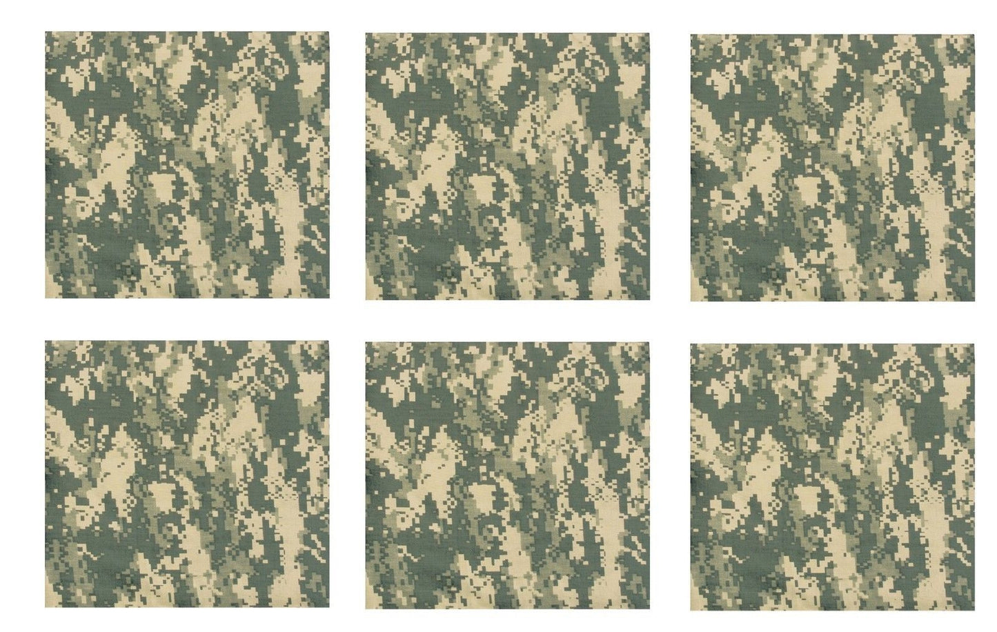 ACU Digital Camouflage Camo Bandana 6 PACK 22" Cotton Bandanas Biker Dog Scarf