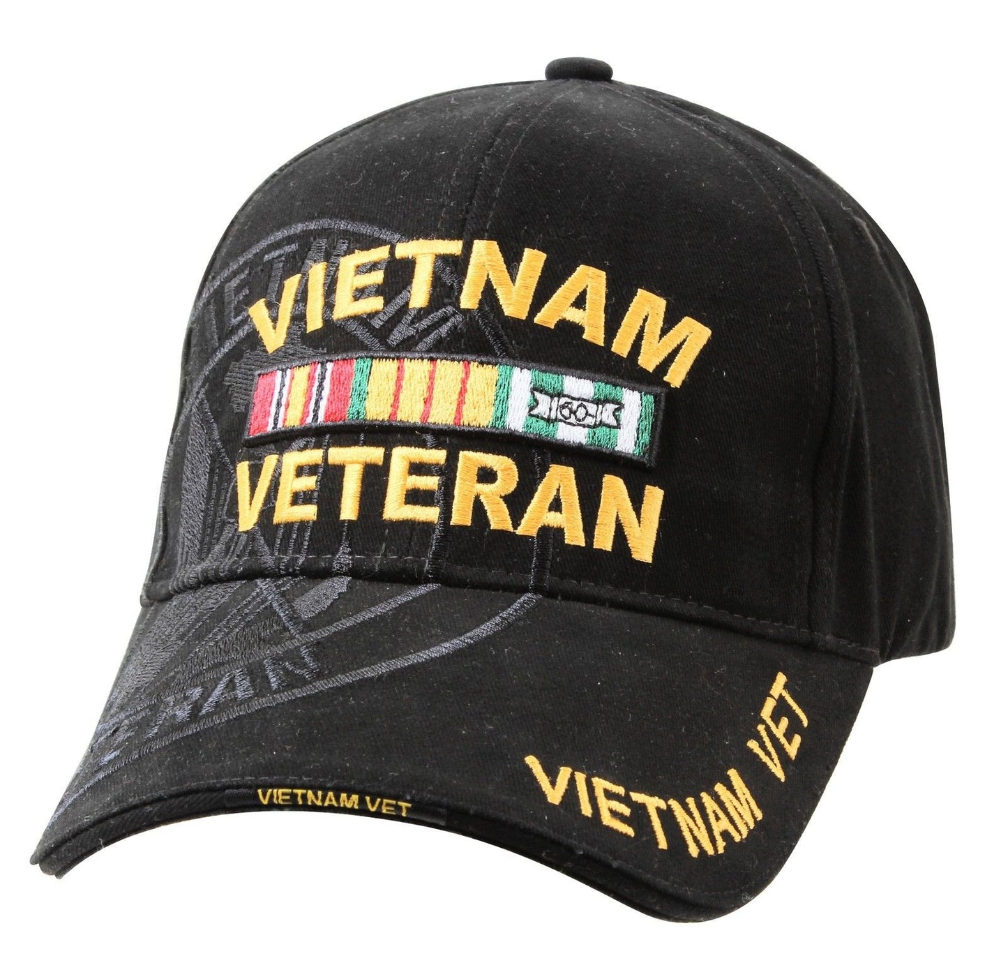Black Vietnam Veteran Hat Deluxe Low Profile Shadow Baseball Caps