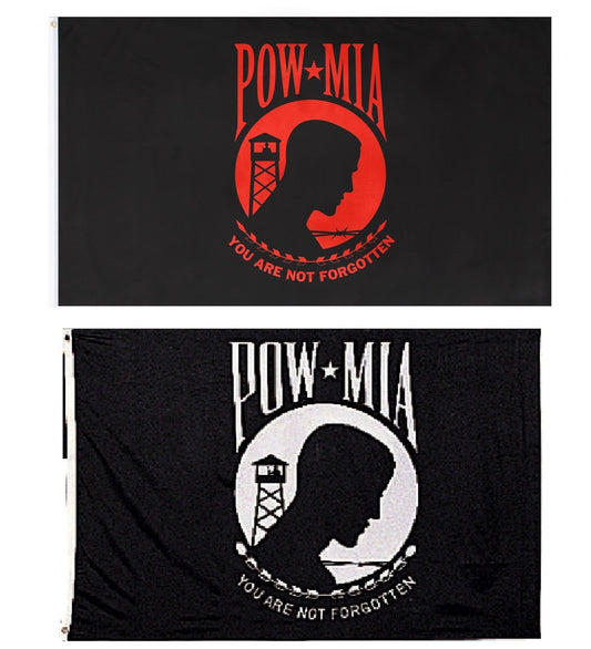 POW MIA Flags - Patriotic Black and White/Red Rememberance Flags 3'x5'
