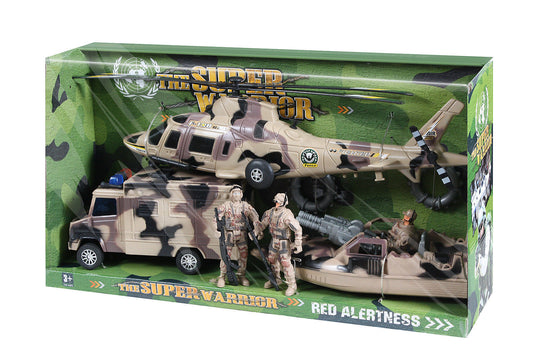 Kids Super Warrior Vehicle Play Set - Desert Camouflage - 10 Piece Set