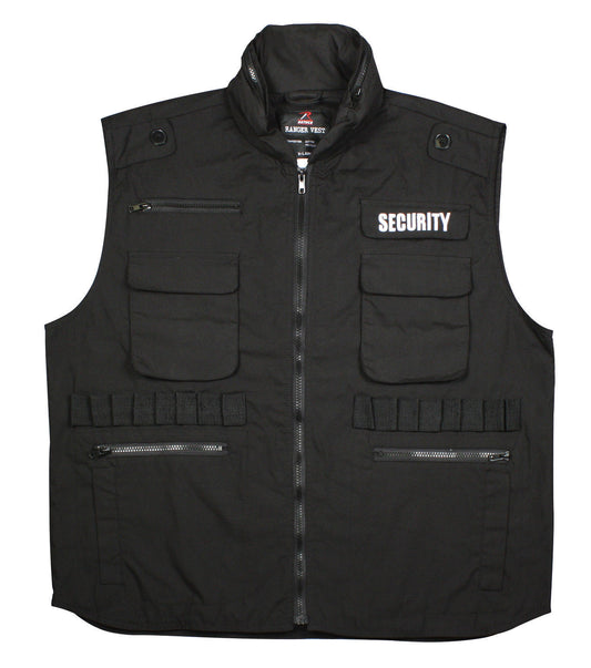 Black SECURITY Ranger Vest Cotton Bouncer Security Guard Hooded Vests