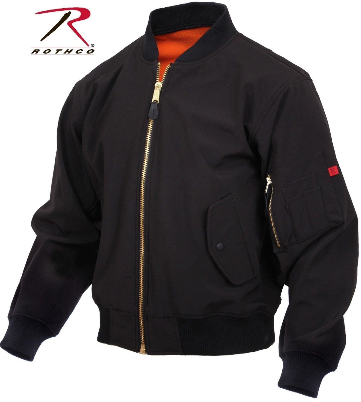 Black Soft Shell MA-1 Flight Jacket - Mens GI Style Fleece Lined Coat